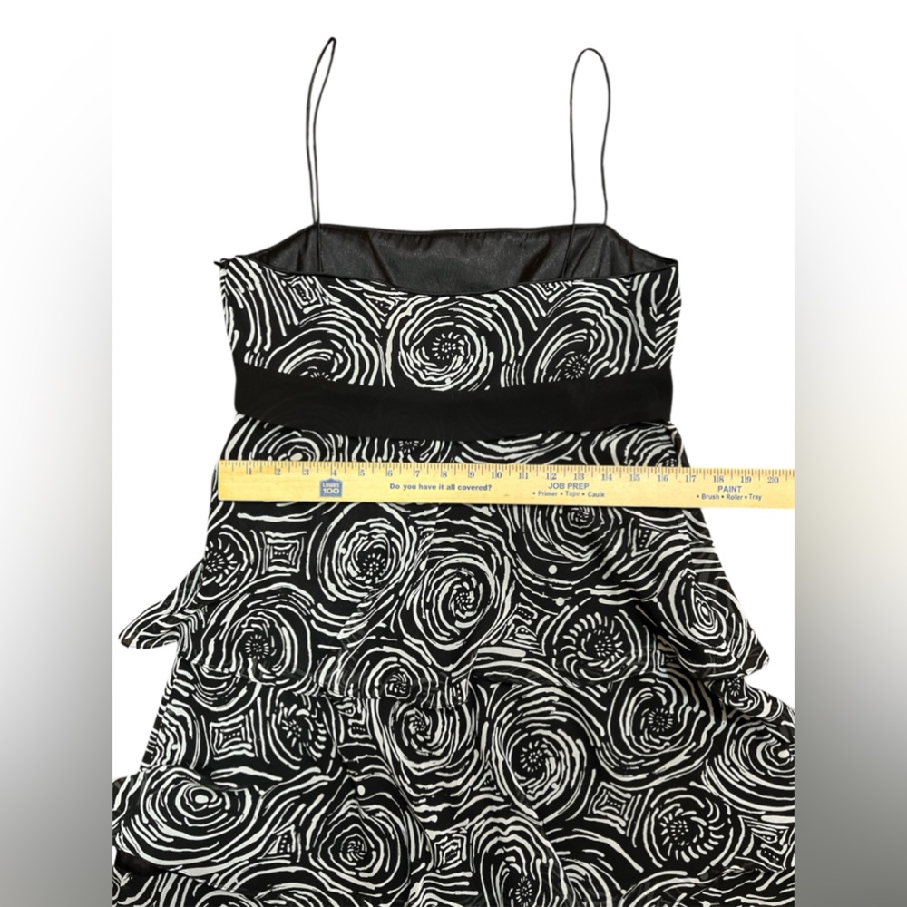 black and white tiered ruffle dress Holiday Party wedding guest spagatti straps - Picture 4 of 11